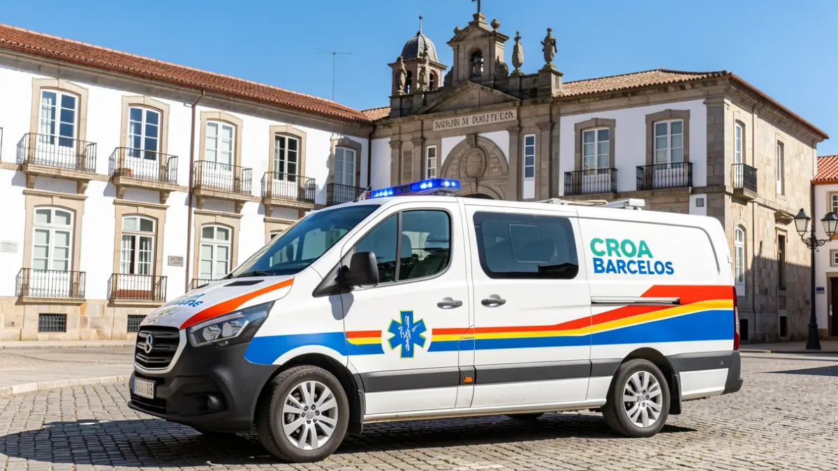Veterinary emergency vehicle of CROA Barcelos in front of the Town Hall.