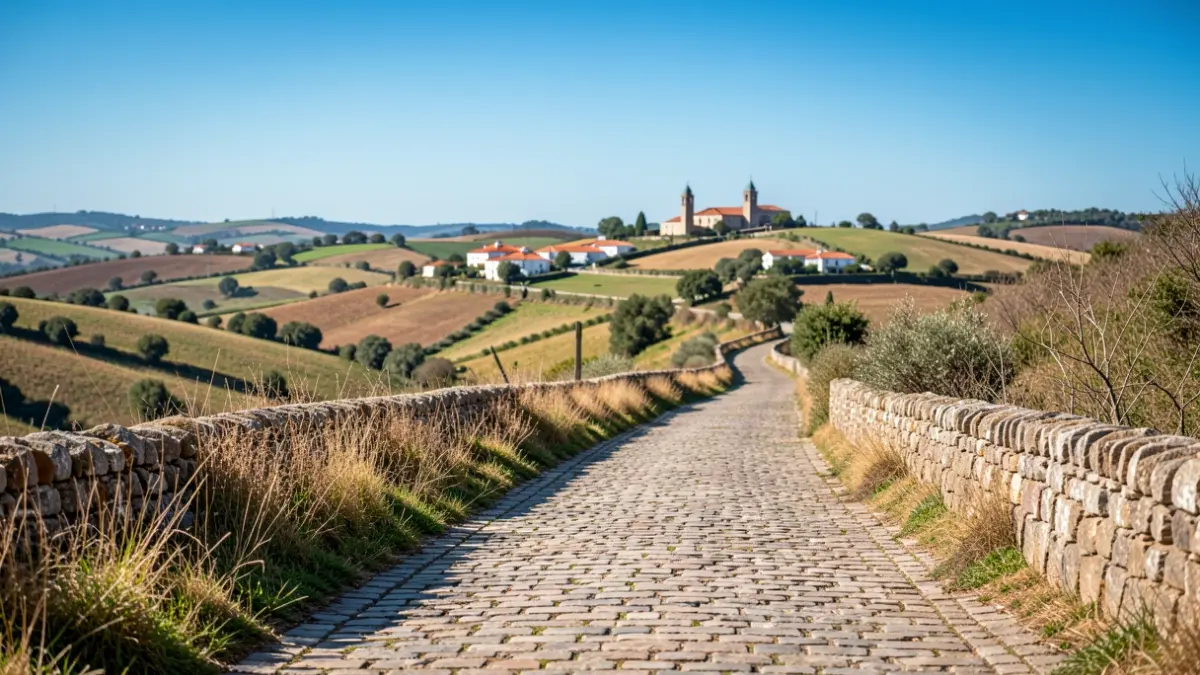 Walking tour 'Rota do Cruzeiro' in Atalaia, Montijo, featuring local landscape and heritage.