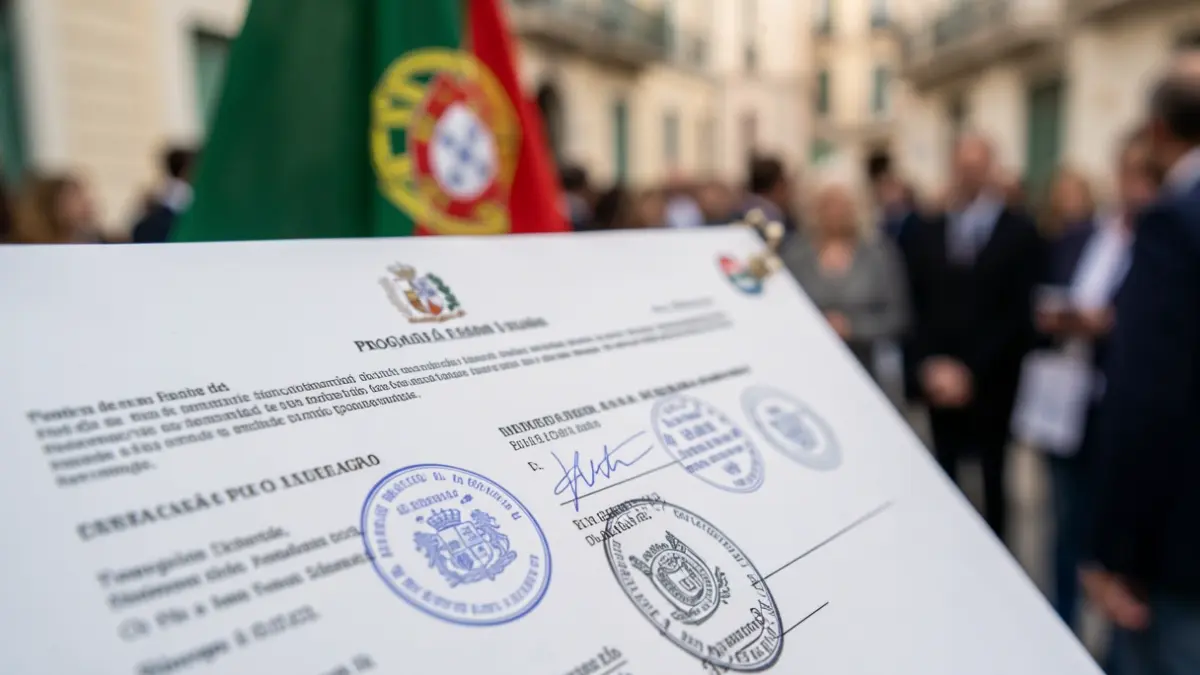 Imagem genérica de um documento oficial com selos e carimbos, representando um programa governamental.