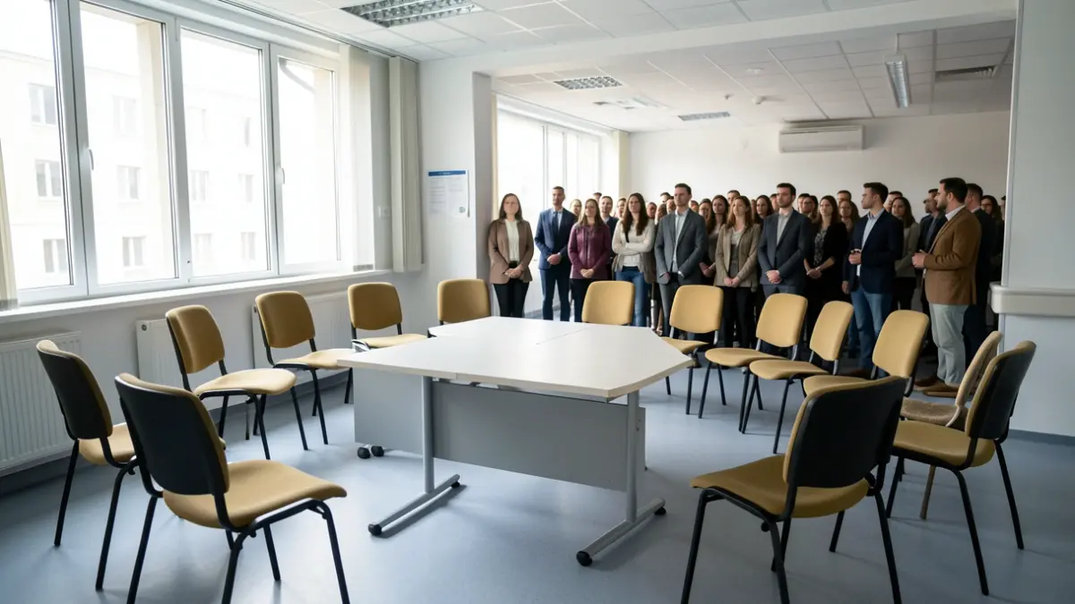 Generic image of a hospital training room with empty chairs.
