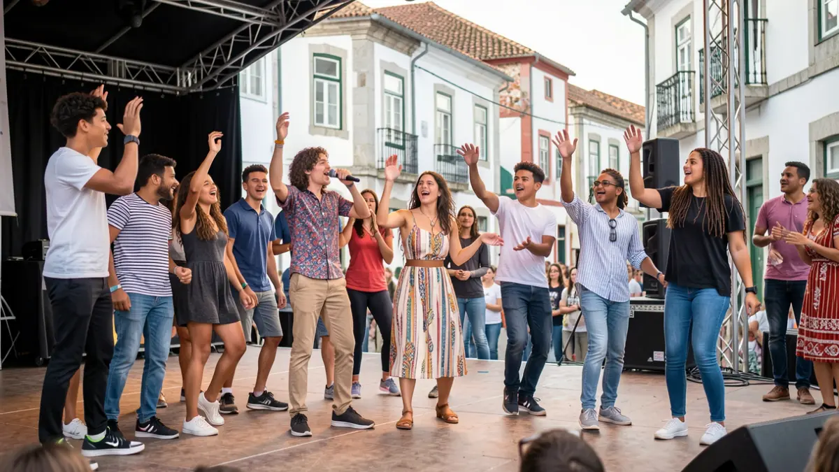 Jovens a participar em atividades culturais e de partilha, promovendo a diversidade e a integração.