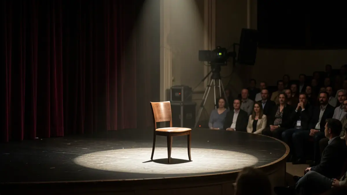 Generic image of an empty theatre stage with a spotlight.