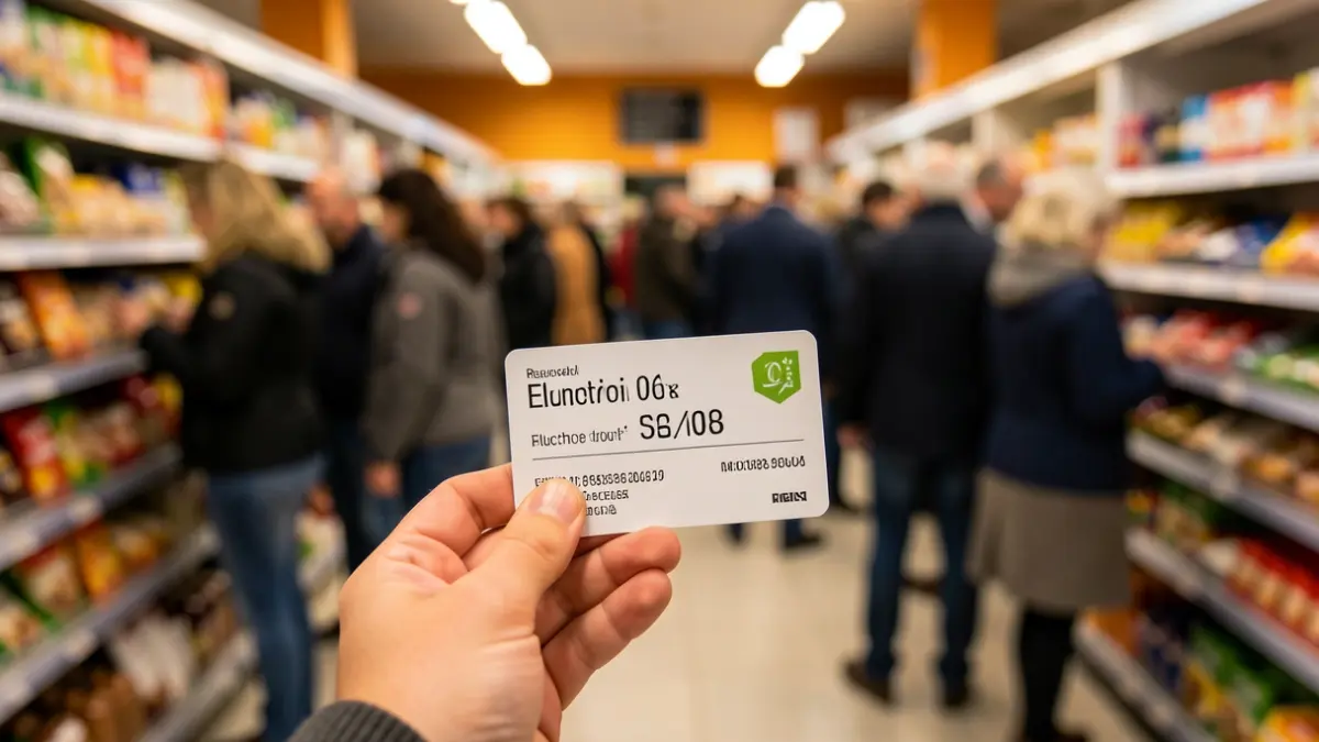 Generic image of an electronic voucher in a supermarket.