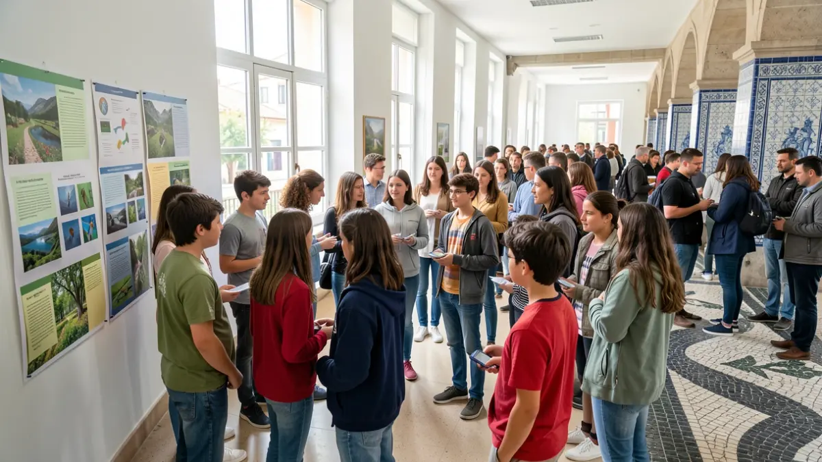Image of students and adults in an environmental education workshop in Murça.