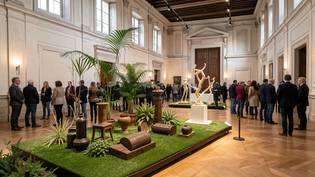 Instalação artística no Museu Nacional Soares dos Reis que explora a relação entre natureza e cultura.