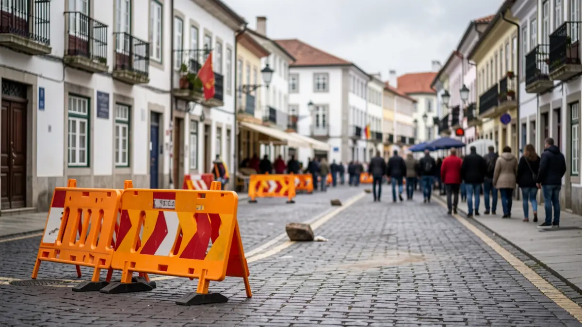 Generic image of roadworks in Nelas with temporary signage.