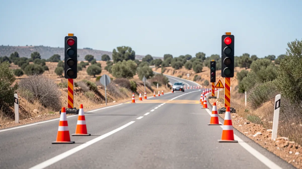 Roadworks on ER381 with alternating traffic.