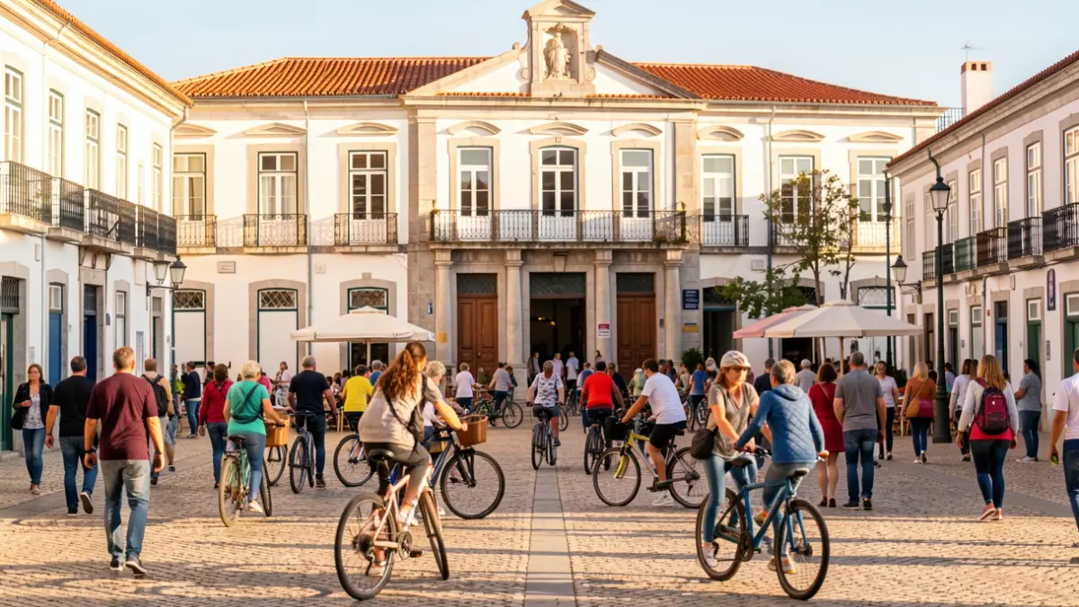 Oleiros Municipal Square transformed into a space for community gathering and sustainable mobility during European Mobility Week.