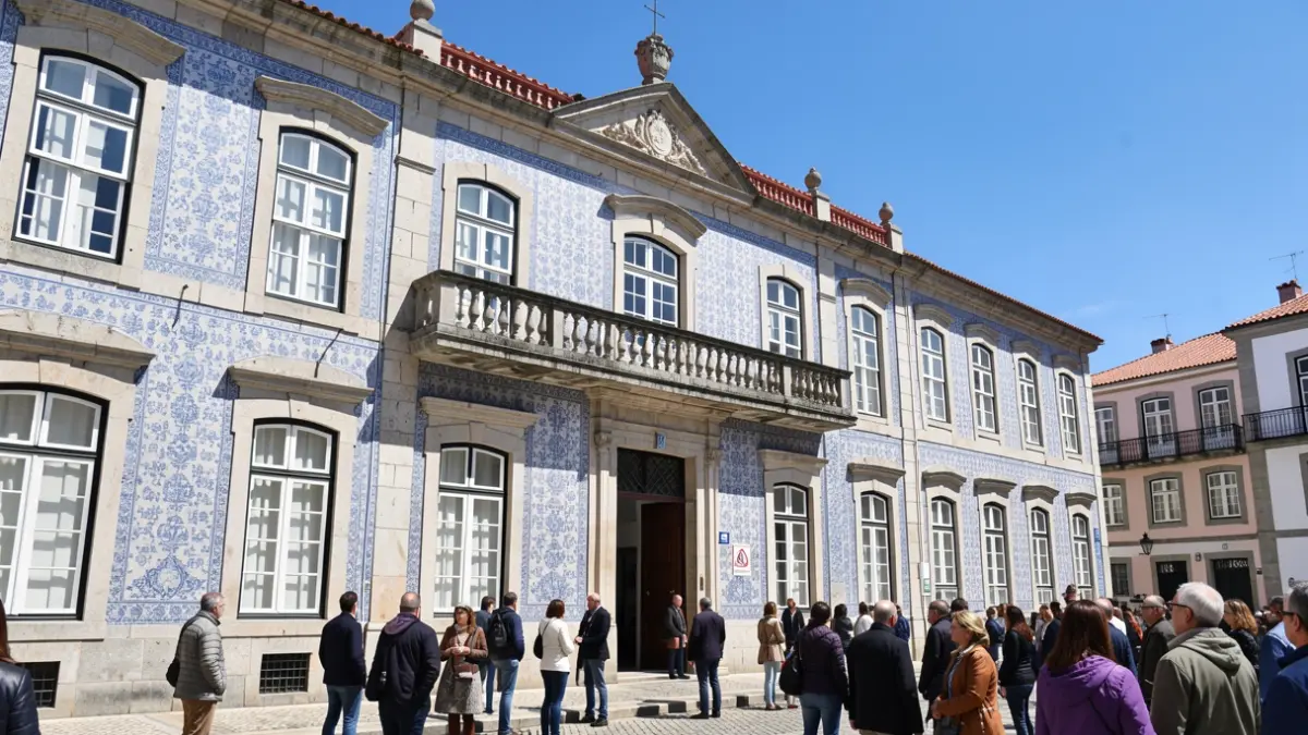 Fachada del Ayuntamiento de Mora, un edificio institucional portugués.
