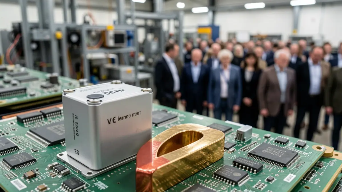 Lithium-ion battery cell and rare earth magnet, symbolizing critical raw materials.