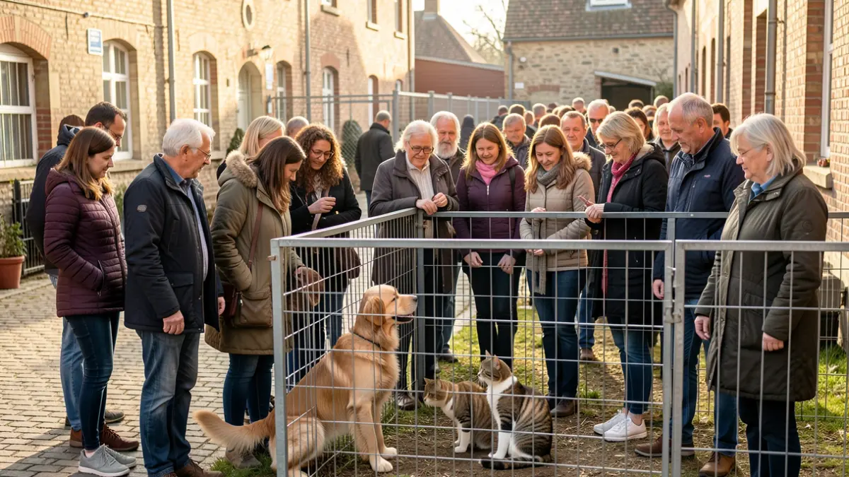 Imagen genérica de personas visitando animales en un refugio.