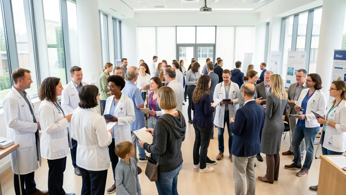 Imagen genérica de un evento de cuidados paliativos con profesionales de la salud, pacientes y familias compartiendo experiencias.