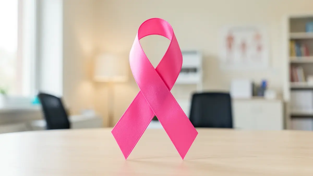 Símbolo de laço rosa de consciencialização sobre o cancro da mama.