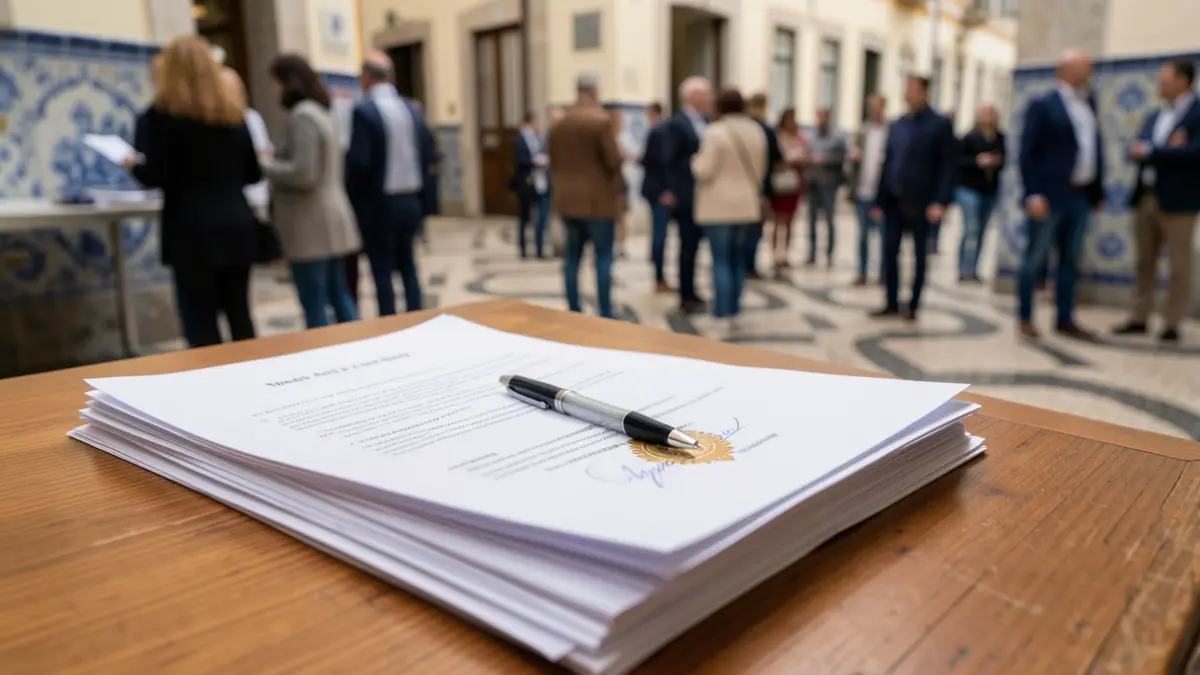 Generic image of official documents with a seal and a pen on a desk.