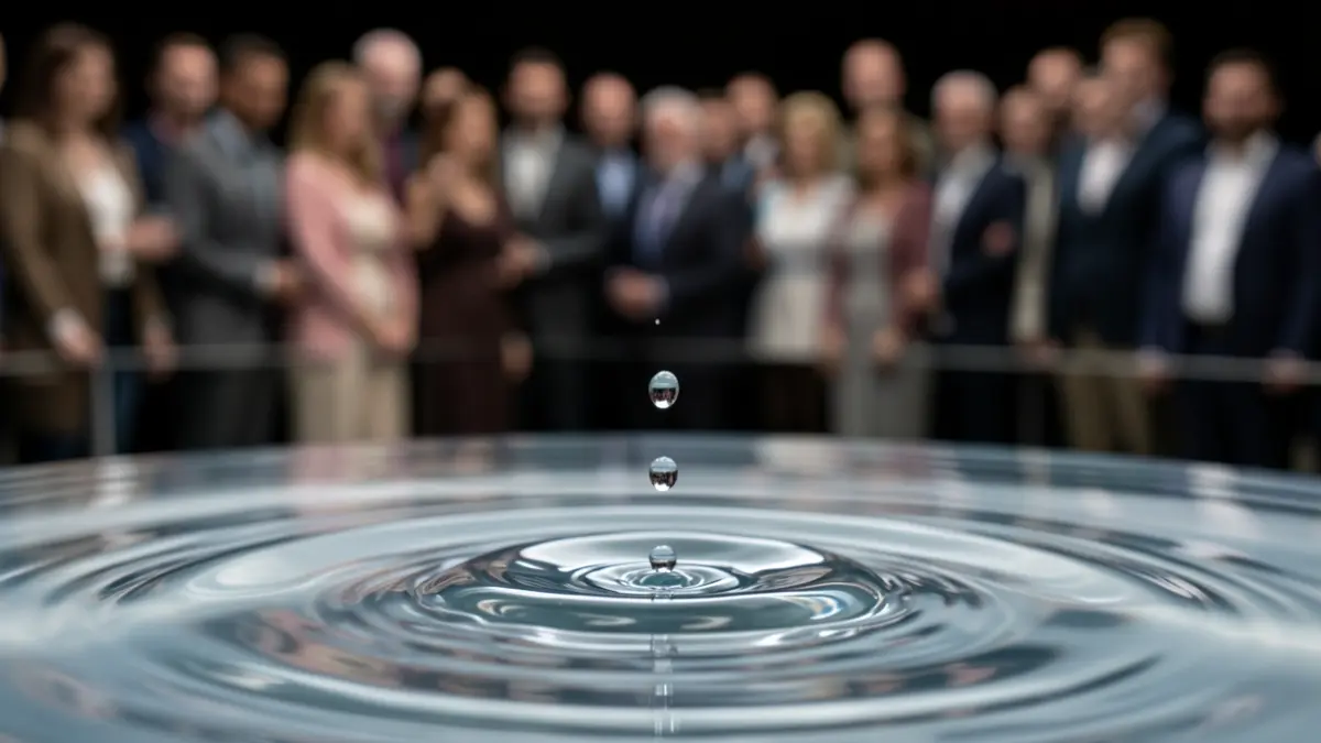 Generic image of a water droplet falling into clear water, creating ripples.