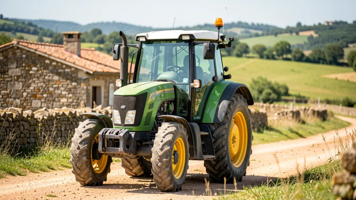 Un tractor nuevo en Almeida, Portugal, para gestión de combustible y prevención de incendios.