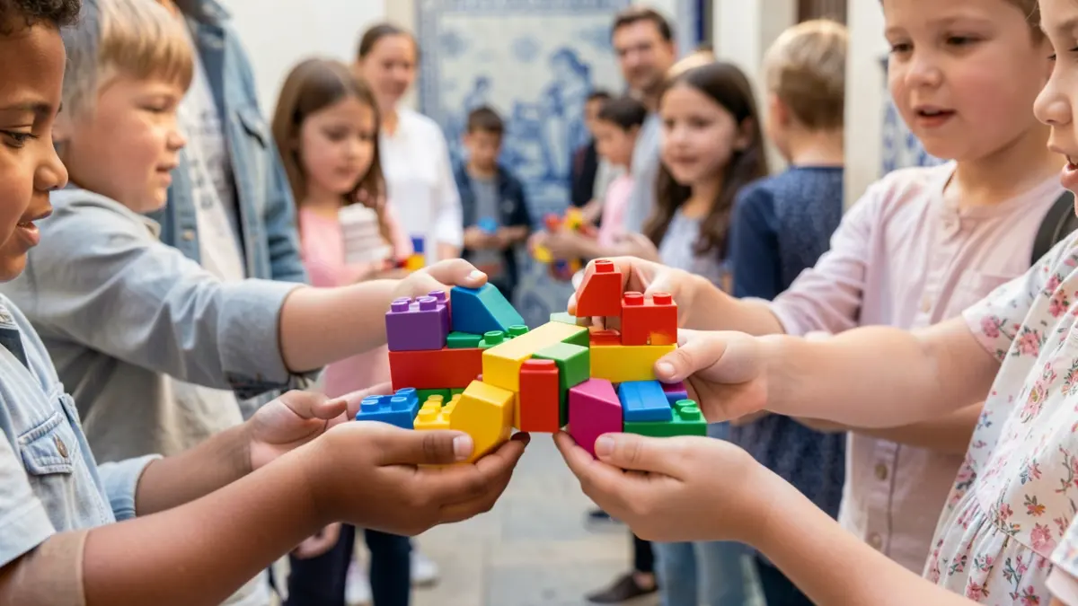 Generic image of children's hands playing with colorful blocks, representing diversity and equality.