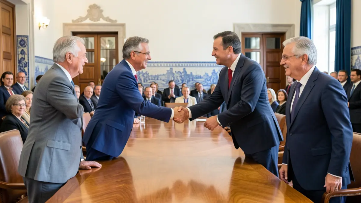 Imagen genérica de una ceremonia de firma entre representantes de municipios portugueses y españoles.