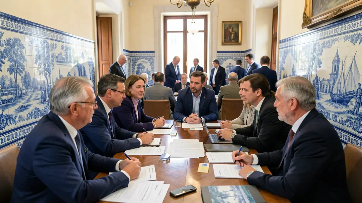 Imagem de uma reunião de autoridades de transportes intermunicipais em Portugal.