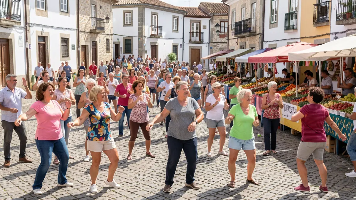 Generic image: with participants dancing and stalls of regional products in the background.