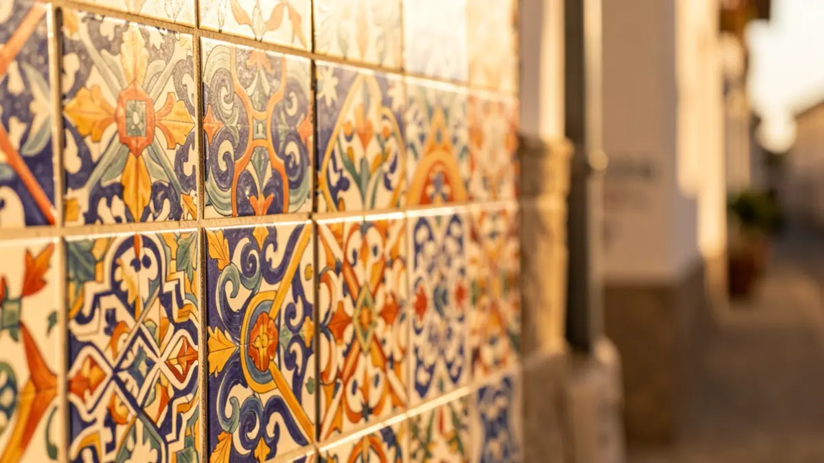 Imagem genérica de azulejos com padrões tradicionais portugueses, realçando a arte e o detalhe do fabrico.