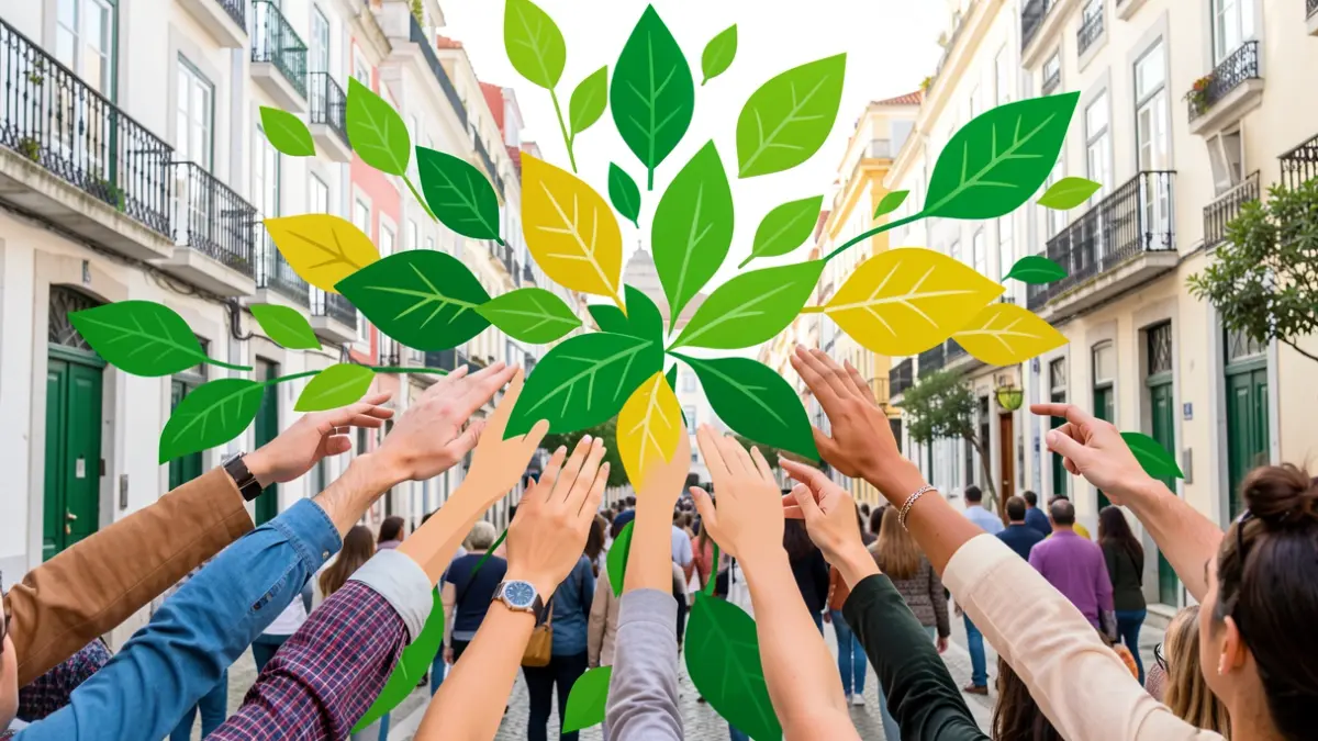 Generic image of abstract elements representing community participation and green initiatives in a Portuguese neighborhood.