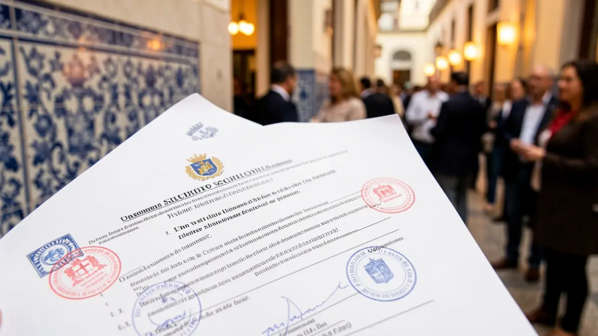 Imagem de um documento oficial de candidatura a bolsas de mérito com elementos arquitetónicos portugueses ao fundo.