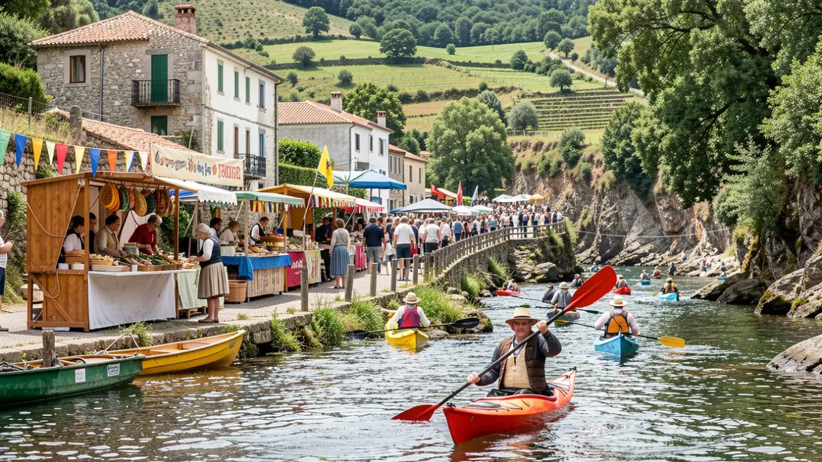 Imagem genérica de um festival gastronómico em Boticas, com destaque para a truta e atividades de natureza.