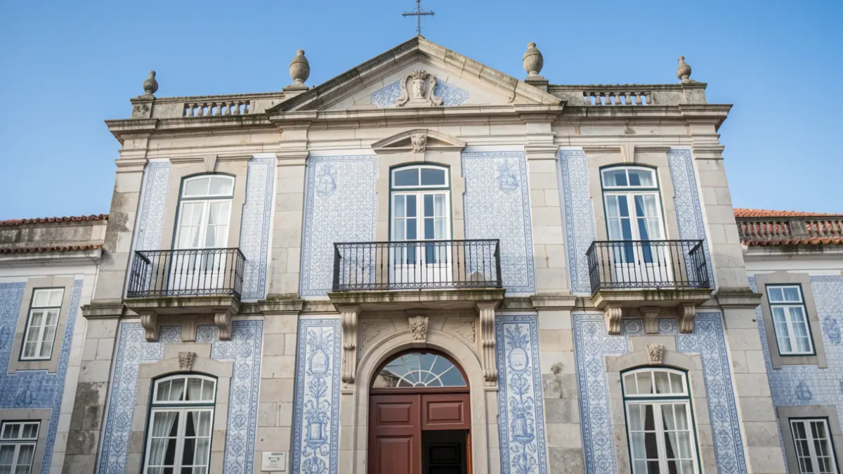 Facade of the Ribeira Grande Municipal Chamber, a historic Portuguese building.