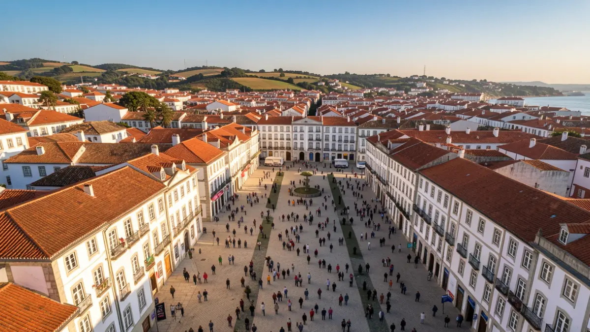 Imagem genérica de uma vista aérea de uma vila portuguesa com planos de desenvolvimento urbano.