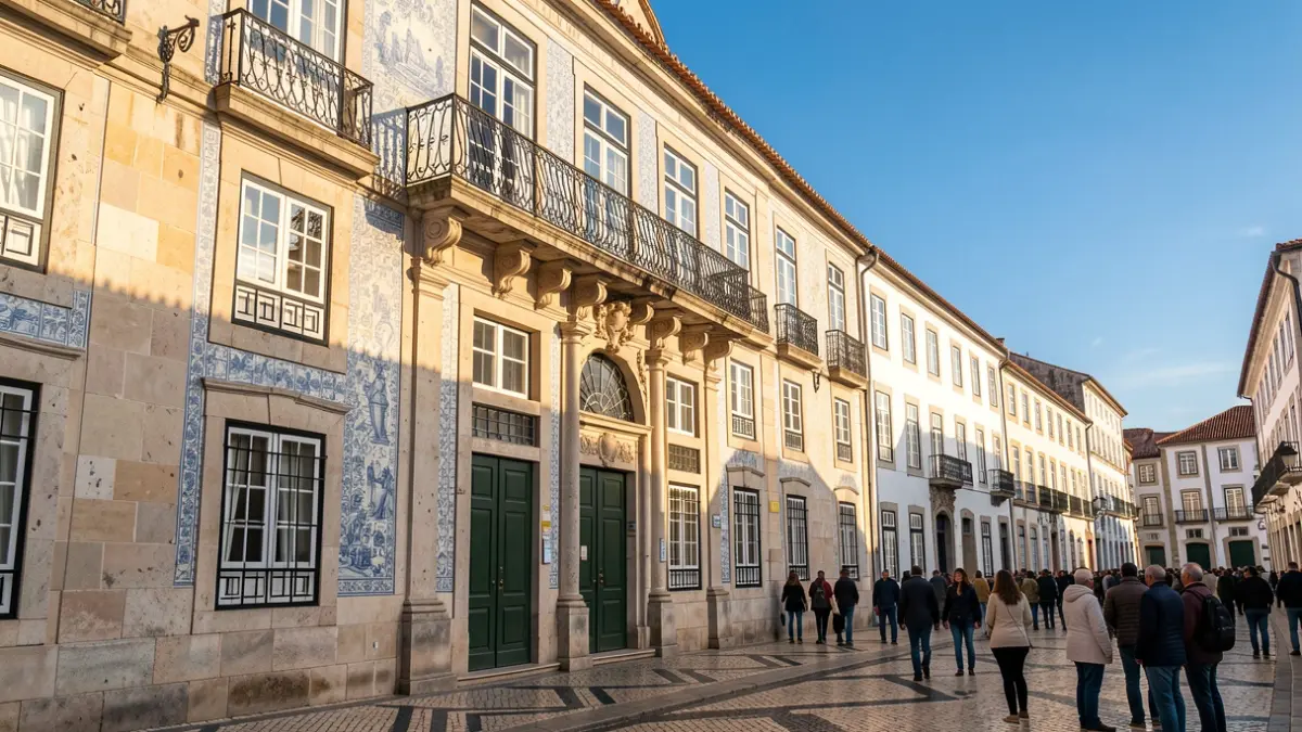 Generic image of the facade of a Portuguese municipal building with traditional architectural elements.
