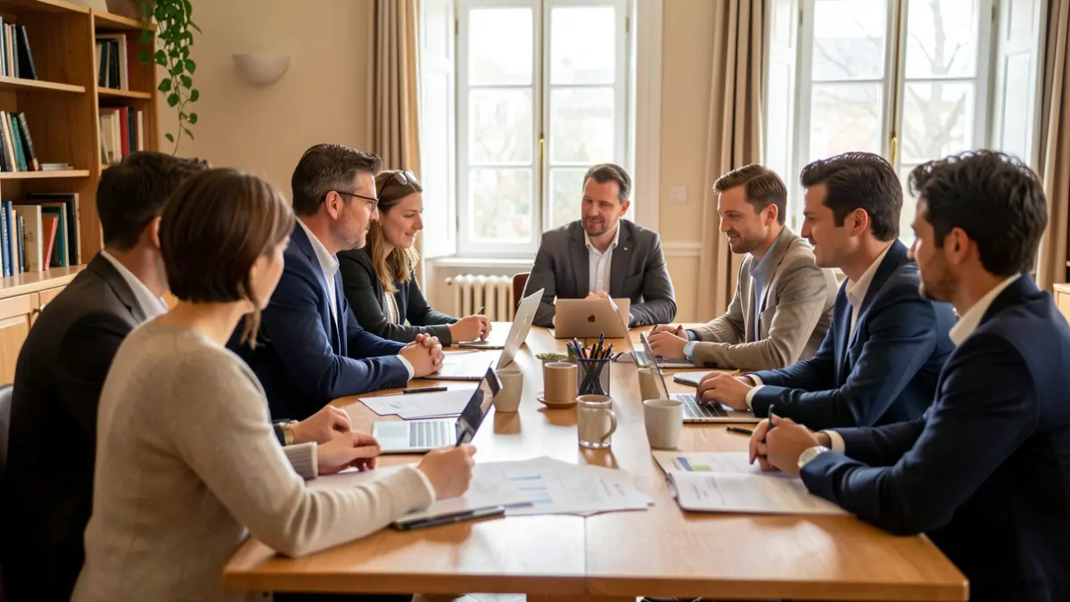 Generic image of a meeting between local commerce representatives and the municipality.