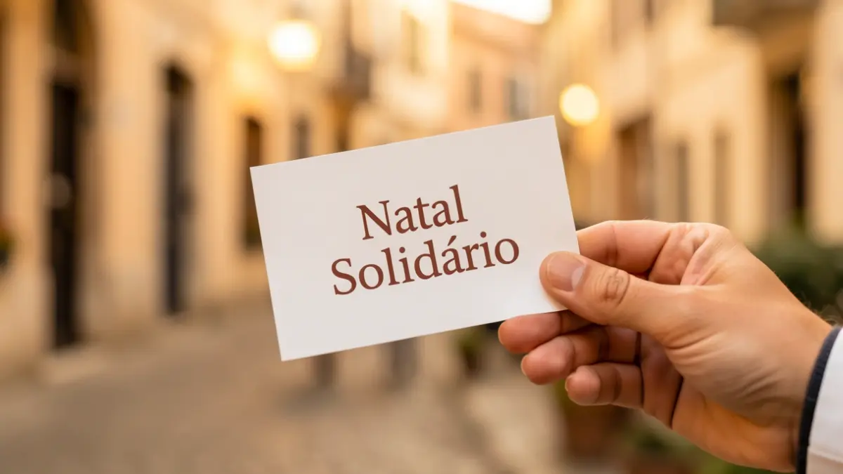 Image of a 'Natal Solidário' voucher with a blurred background, symbolizing social support.