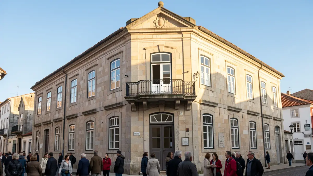 Imagem genérica de uma Câmara Municipal portuguesa com varanda ornamentada, à luz da tarde.