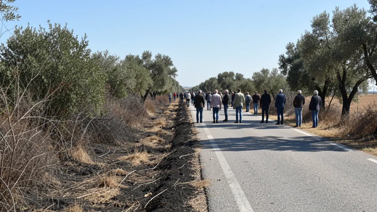 Imagen de una carretera municipal en Portugal con vegetación controlada para la prevención de incendios.