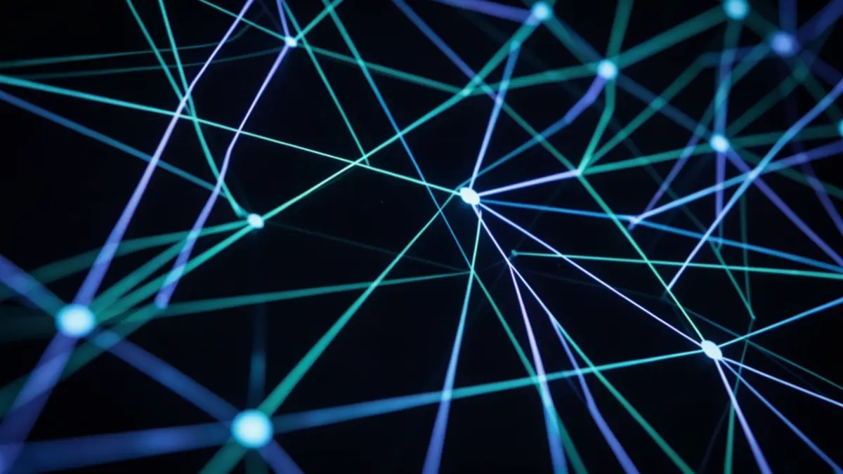 Imagem genérica de uma interface de cibersegurança com linhas digitais brilhantes num fundo escuro.