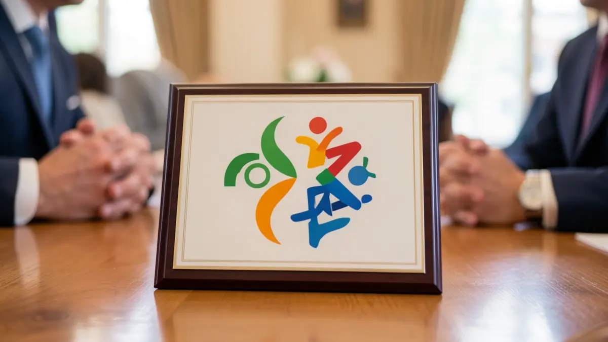 Imagem genérica de um certificado com símbolos de diversidade e igualdade.