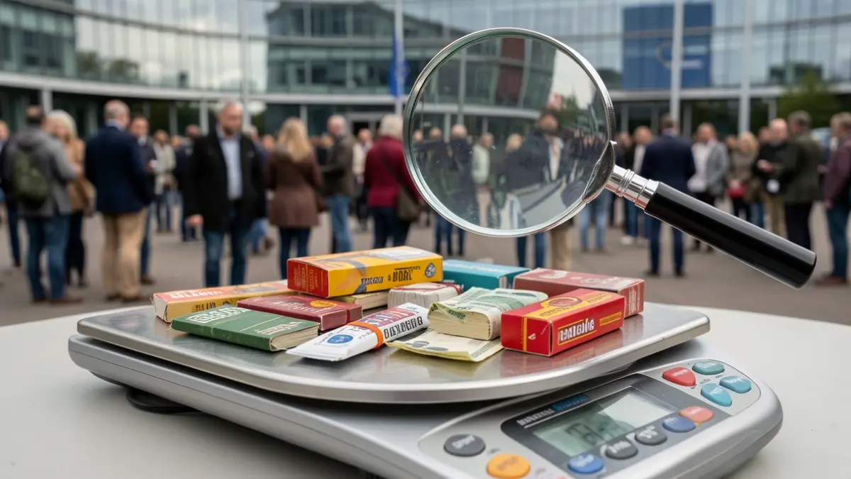 Generic image of a digital scale with legal and illegal products.