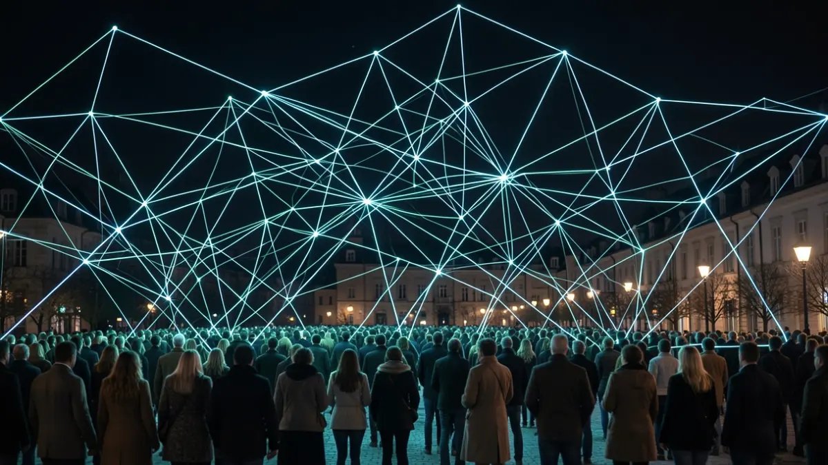 Imagen genérica de líneas de luz abstractas formando redes complejas sobre un fondo oscuro, simbolizando innovación y energía limpia.