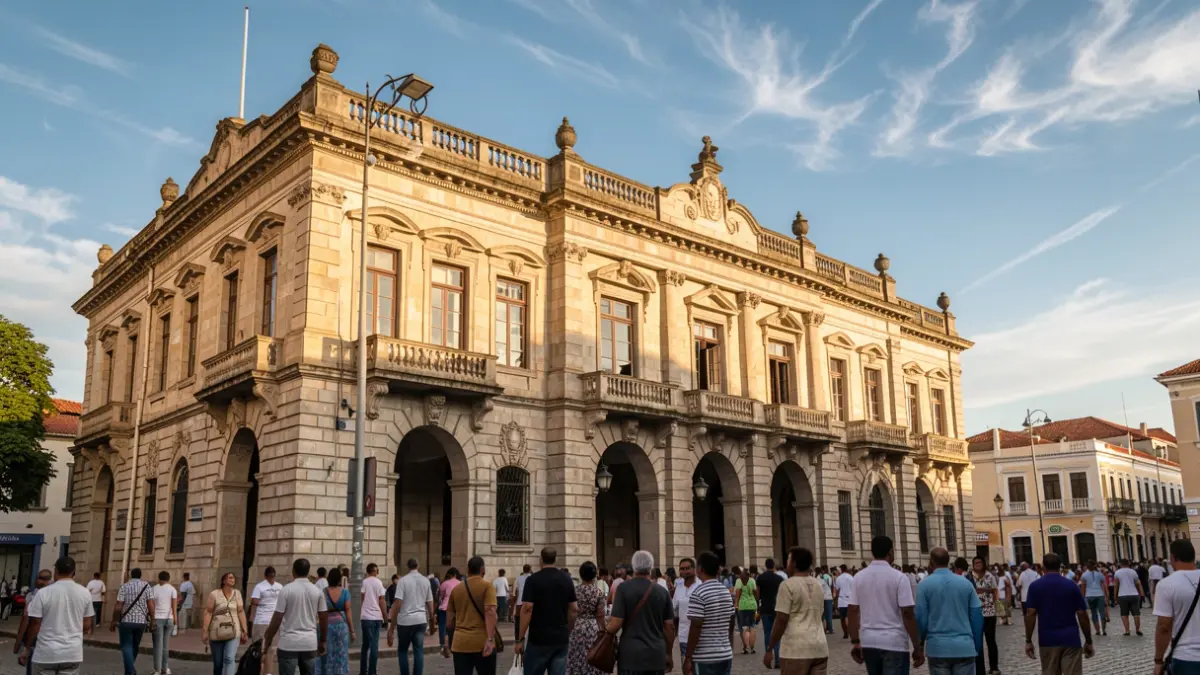 Fachada del edificio del Ayuntamiento de Lagos, un edificio histórico portugués.