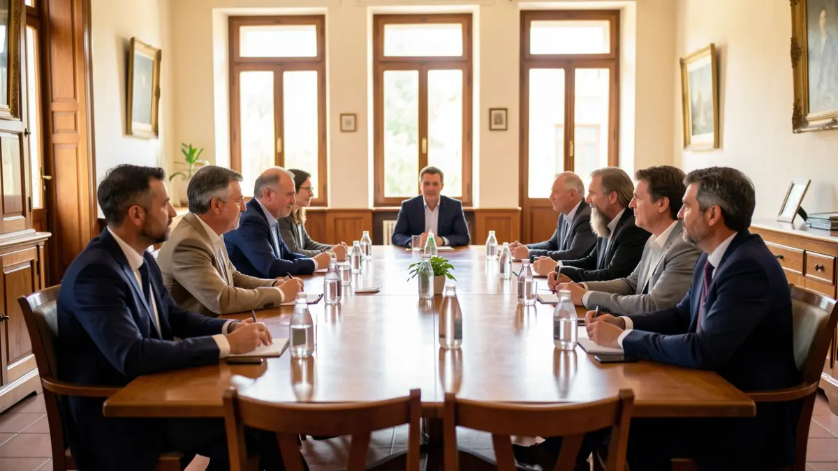 Meeting room at Murça Town Hall with representatives from social entities.