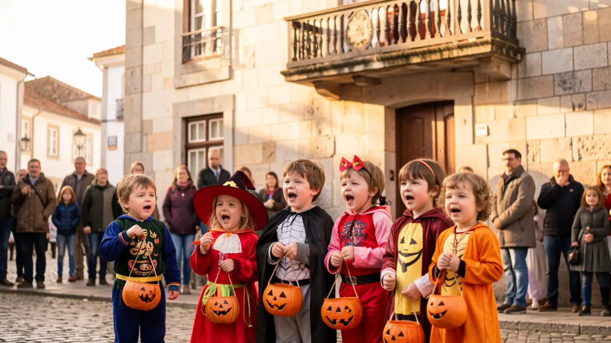 Imagen genérica de niños cantando frente a un edificio municipal portugués.