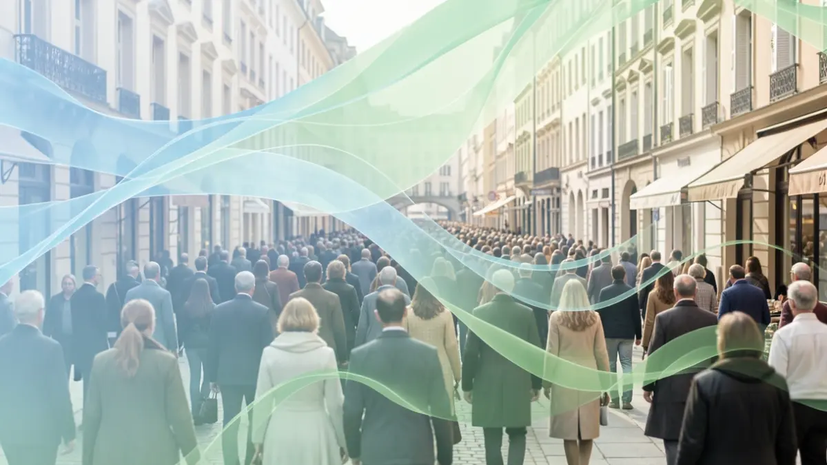 Generic image of mental well-being and support, with soft lines in blue and green tones.