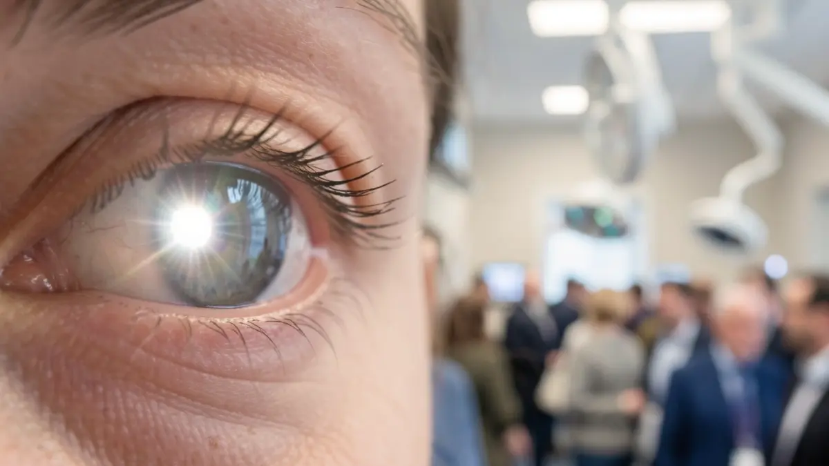 Imagen de un ojo con reflejo de luz, simbolizando la salud visual.