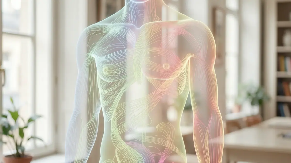 Abstract representation of chronic pain distribution across the lifespan and body regions.