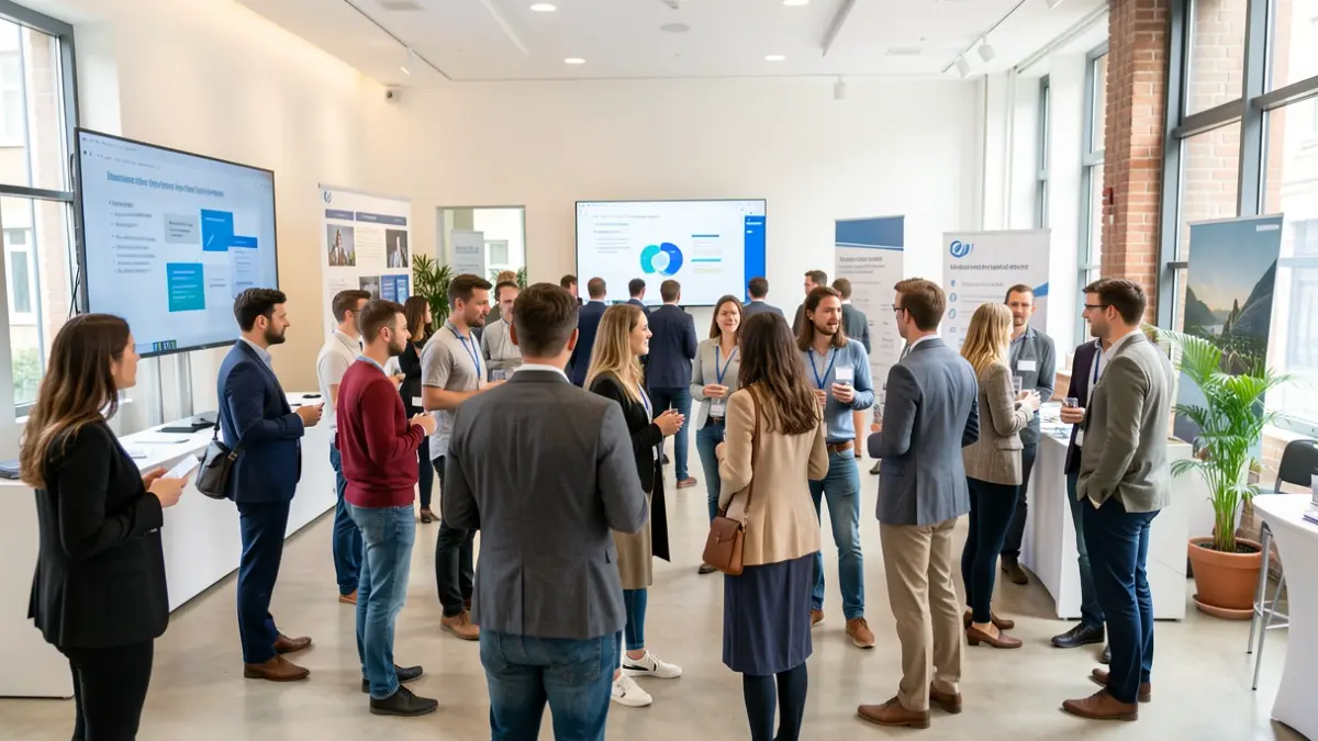 Imagem genérica de jovens a participar numa feira de emprego com foco em desenvolvimento de competências e oportunidades de carreira.
