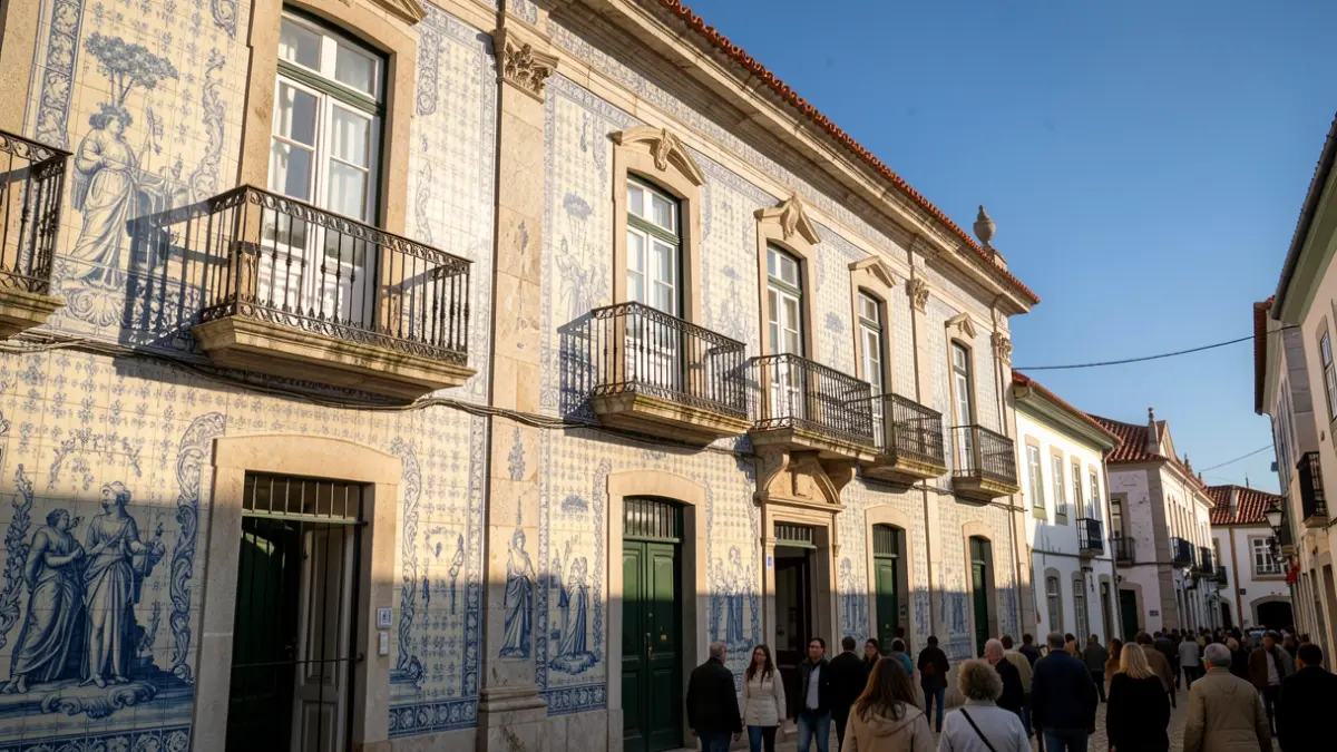 Imagen genérica de la fachada de un edificio municipal con azulejos tradicionales.