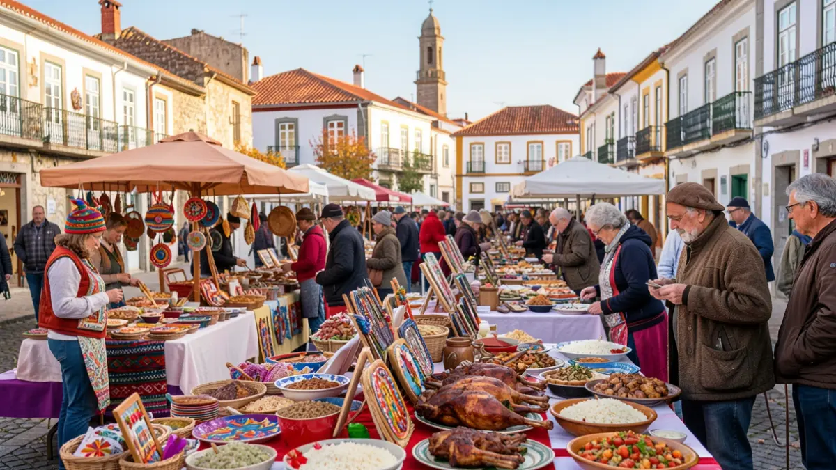 Image of a gastronomic and cultural festival in Baião, featuring crafts and traditional food.