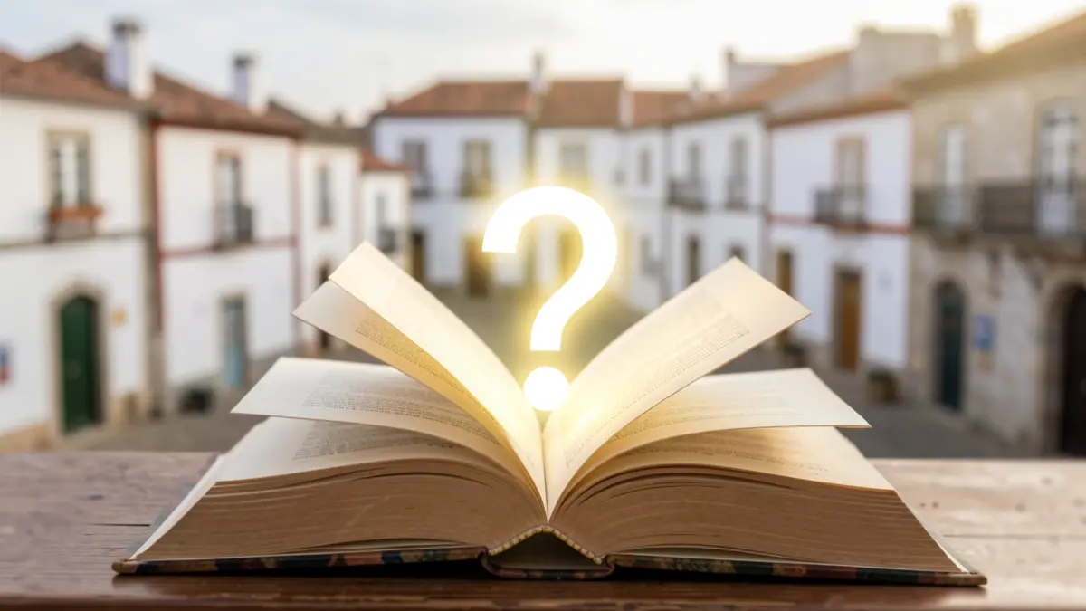 Imagen genérica de un libro abierto con un signo de interrogación luminoso, representando el tema del festival literario.