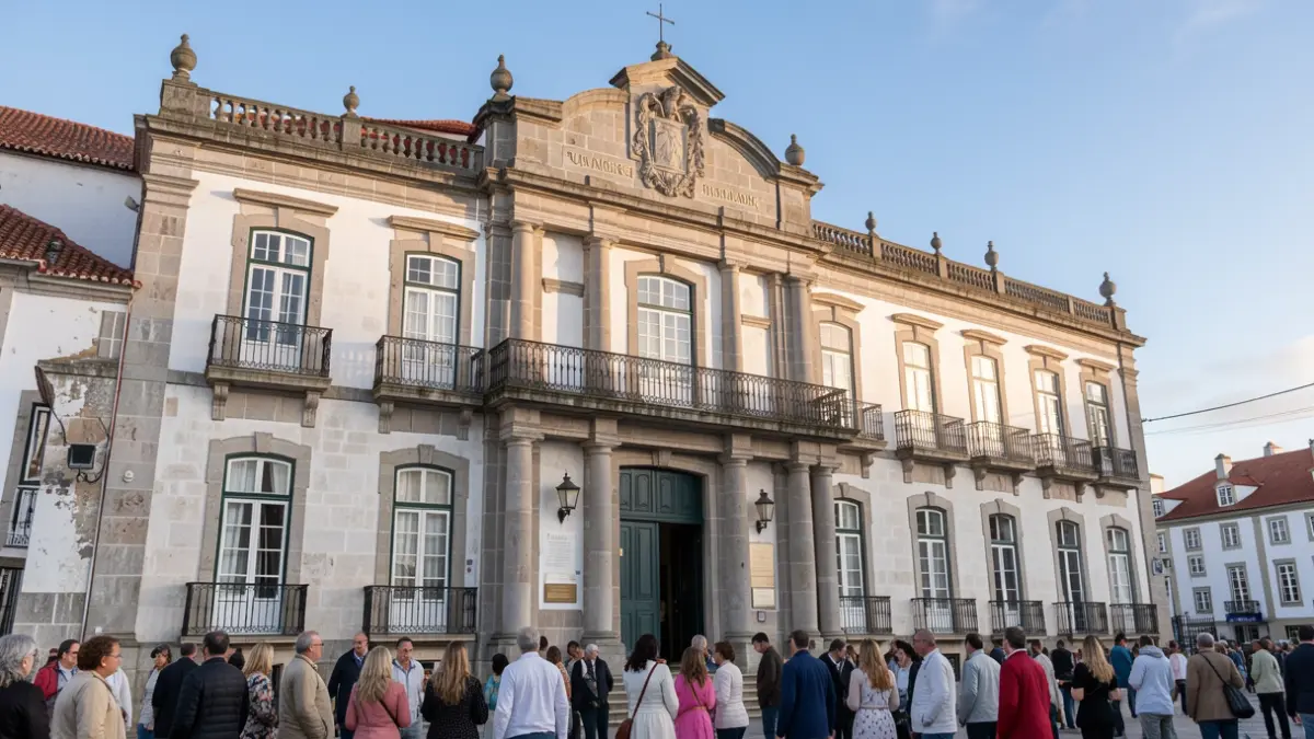 Fachada do edifício da Câmara Municipal do Funchal, com arquitetura tradicional portuguesa.